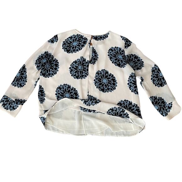 Reiss Cayan Printed Top Blouse White Blue Size 6 - Picture 3 of 10